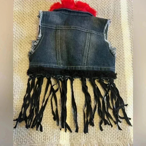 Little Mass brand unique jean vest with fringe size 3T (F133) - Picture 5 of 7